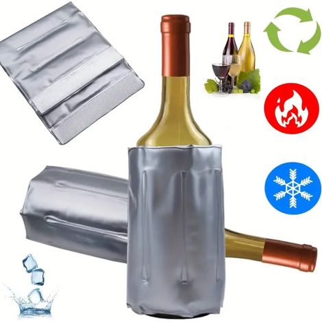 2pcs Manchons Refroidisseurs pour Vin, Isolant pour Bière et Boissons, Refroidisseur pour Champagne et Bière, Adaptés pour Camping Extérieur, Pique-Nique et Fêtes (1/4)