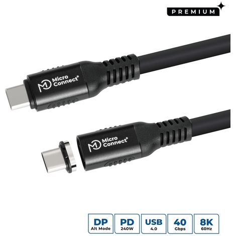 Cable USB-C a USB-C MicroConnect MC-LS-USB4CC2.0 de 2 m y 240 W. (1/5)