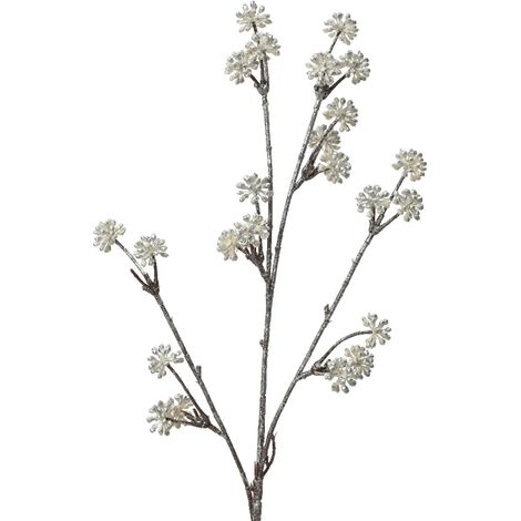 Ramo decorativo color argento e bianca per decorazioni e composizioni di fiori h 77 cm