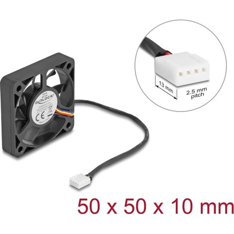 Delock Ventilador axial de 12 V de corriente continua, 50 x 50 x 10 mm negro