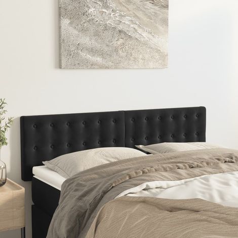 vidaXL Têtes de lit Noir 144 x 5 x 78/88 cm Velours (1/5)