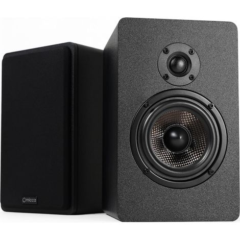 Haut-parleurs passifs d'étagère pour Son Surround Home cinéma, stéréo et Moniteur de Champ Proche Passif, 2 Voies (Noir, Paire) (1/5)