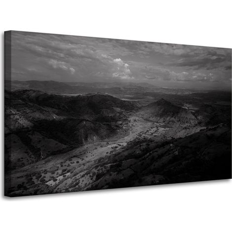Leinwanddruck Schwarz-Weiß-Berge aus der Luft 100x60