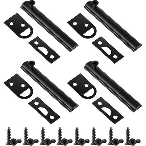 Lot de 4 verrous coulissants pour porte, noirs. (1/5)