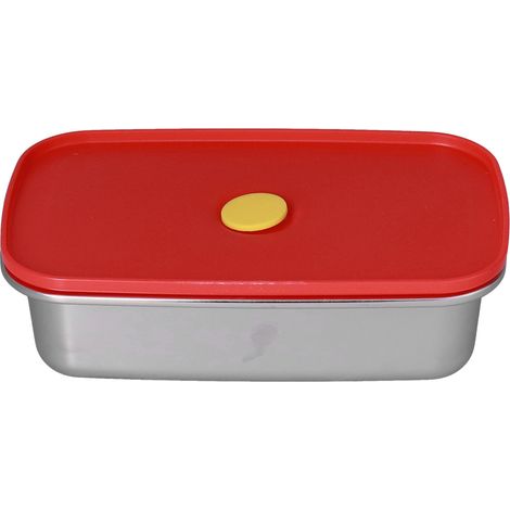 Rote Bento-Box 600 ml, luftdicht und leicht für das Mittagessen im Büro, leicht zu reinigen (1/5)
