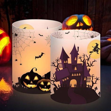 16 Lanterne Halloween Decoration,Photophores Décoratifs de Table halloween,Decoration Halloween Table, DECORS DE TABLE (1/5)