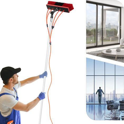 Brosse nettoyante et Lavage Extensible 7 m avec Eau à Pression - Nettoyeur de fenêtres, Murs et Voitures, bâton télescopique, Balai avec Eau et Savon, nettoie plaques et Panneaux solaires (1/5)