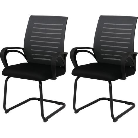 [NEUWERTIG] 2er-Set Konferenzstuhl HHG-584, Besucherstuhl Freischwinger, Stoff/Textil (250g/m²) MVG grau, Gestell schwarz