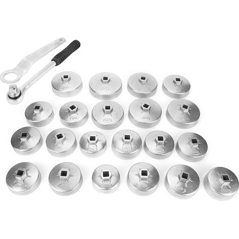 23-teiliges Ölfilter-Entfernungs-Werkzeugset mit Becherform, Steckschlüsseladapter und Schraubenschlüssel (1/5)