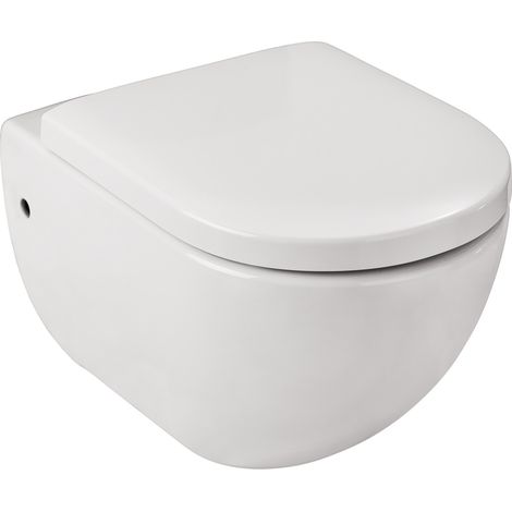 WENKO WC-Sitz Exclusive Nr. 1, aus antibakteriellem Duroplast, mit Absenkautomatik, Weiß, Duroplast weiß , Edelstahl rostfrei silber matt (1/5)