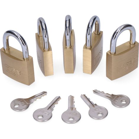 Pack 5 Cadenas Laiton Edm Sécurité Uniforme Avec Clé Unique Pour 5 Cadenas. - Edm