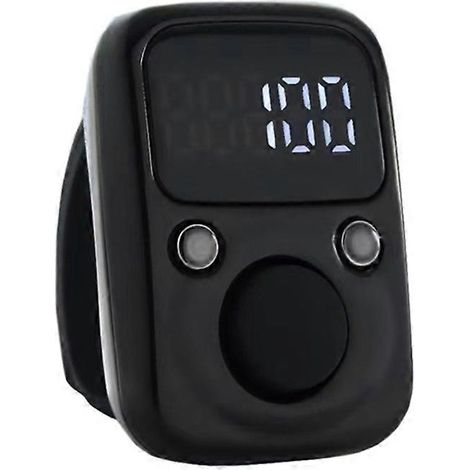 Compteur électronique LED rechargeable avec chronomètre, 5 chiffres, ajustable, à porter au doigt, noir (1/5)