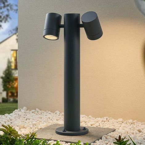 [GEBRAUCHT] B-Ware Lucande Sockelleuchte Maloney 50 cm anthrazit IP54 dimmbar 2x5W LED (1/2)