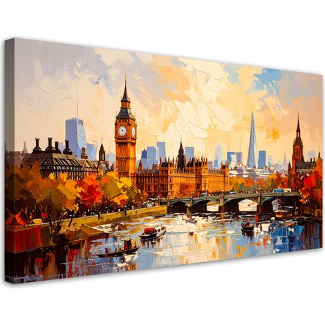 Wandbild für das Wohnzimmer Schlafzimmer und Büro Panorama von London Big Ben 80x40 cm (1/5)