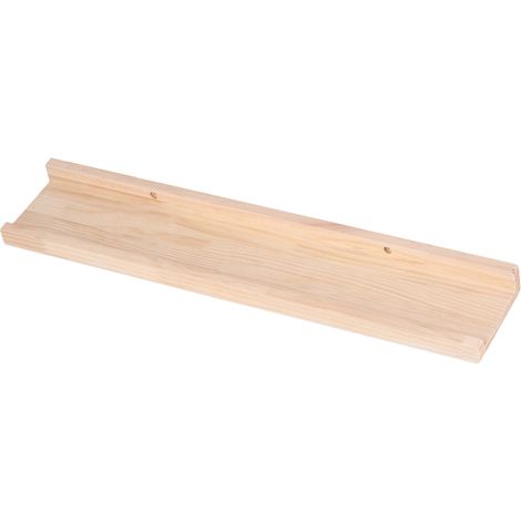 Étagère murale flottante longue en pin résistant à la corrosion et à la chaleur, idéale pour la chambre, le bureau ou la maison. Couleur bois. (1/5)
