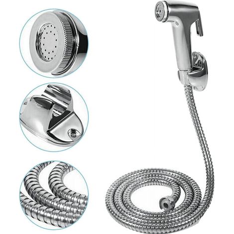 Sprayer Bidet - Pulvérisateur À Main Pour Toilette Et Salle De Bains - Raccord 1/2 Pouces - Longueur Du Tuyau 1,5 M - Acier Inoxydable - 1 Pièce (1/5)