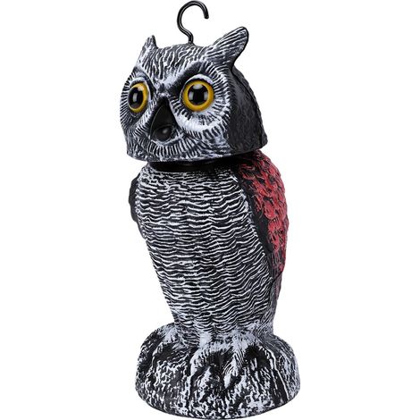 Hibou Réaliste Leurre avec Tête Rotative Statue Dissuasive pour (1/5)