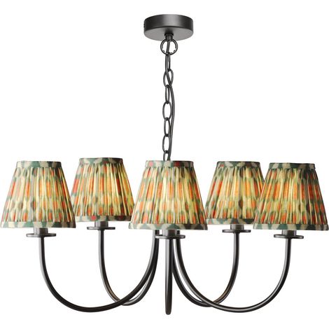 Dar Becca Suspension Becca à 5 lumières, bras articulés, noir mat avec abat-jour (1/5)
