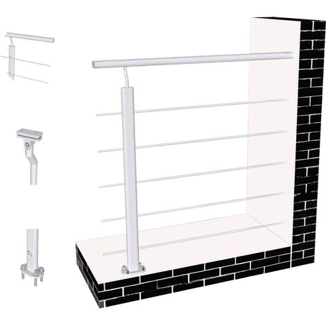 Océan Garde-corps aluminium 100 cm - Rampe d'escalier argenté - Intérieur & extérieur - Idéal pour entrée de maison ou jardin