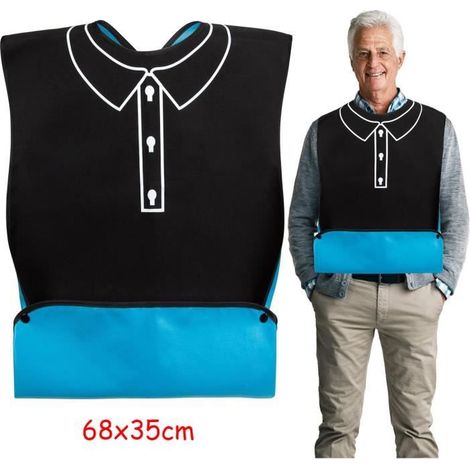 HONORNIC - Bavoir Adulte,Protecteurs de vêtements,Tablier Anti-Déversement,avec Ramasse-miettes Boutons-pression,pour Personnes âgées,Patient