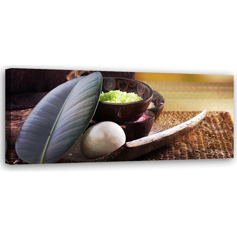 Tableau sur toile Composition zen avec feuille 90x30 (1/5)