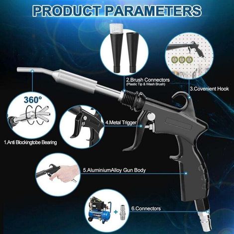 Pistolet de nettoyage automobile , soufflette haute pression, outil de detailing pour éliminer rapidement la saleté et la poussière à l'aide d'air comprimé