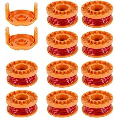 10Pcs Bobines Fil pour Débroussailleuses 3 m/1.65mm en Nylon Ligne de Bobines de Rechange WORXWG163 WG180 WG175 WG150 WG160 avec 2 Capuchons de Coupe Bobine de Fil de Coupe pour Tondeu (1/4)