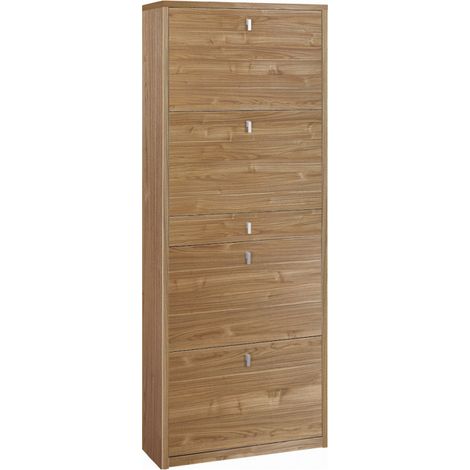 Zapatera con 4 puertas y 1 cajón 63L x 29P x h164 – Acabado en madera nogal Stelvio – Sarmog
