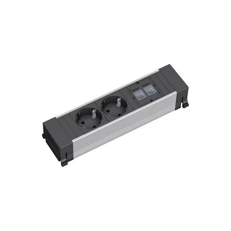 BACHMANN POWER FRAME 2xCEE7/3 2xCAT6A kurz, 0,2m, 317.101 (1/2)