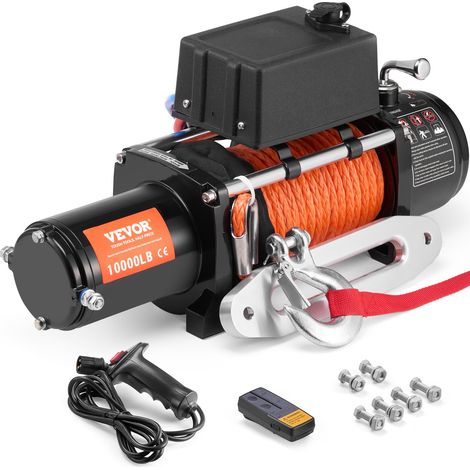Treuil électrique 4536 kg 12 V CC, treuil pour camion avec corde synthétique Φ0,9 x 1981,2 cm, guide-câble, télécommande sans fil et filaire, étanche IP55, pour SUV, tout-terrain, camion, bateau (1/5)