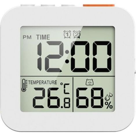 Digitale Badezimmeruhr, Duschtimer, Hygrometer, Thermometer, Wanduhr, wasserdichter Duschtimer, weiß