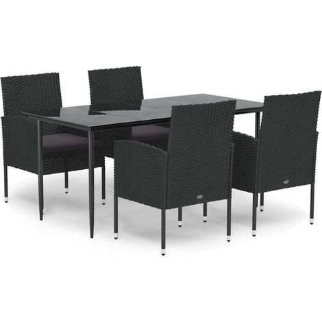 Maison Exclusive - 5-tlg. Garten-Essgruppe mit Kissen Schwarz Pol