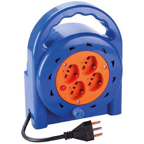 Avvolgicavo Elettrocanali 1 presa 16 a + 4 prese bipasso schuko 10 / 16 a cavo 10 m