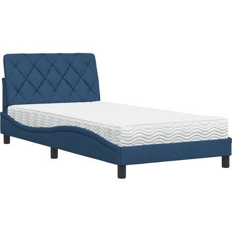 Bett mit Matratze Blau 100x200 cm Stoff vidaXL (1/5)