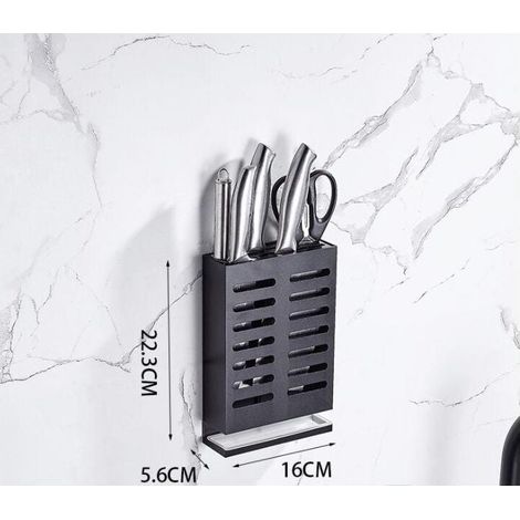 Étagère de poinçonnage libre mural pour cuisine à épices ménagère Un couteaux en avec boîte eau Aluminium (1/4)