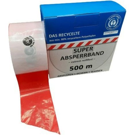 KELMAPLAST Absperrband 100 m-Rolle rot/weiß geblockt aus mind. 80% Regranulat Blauer Engel