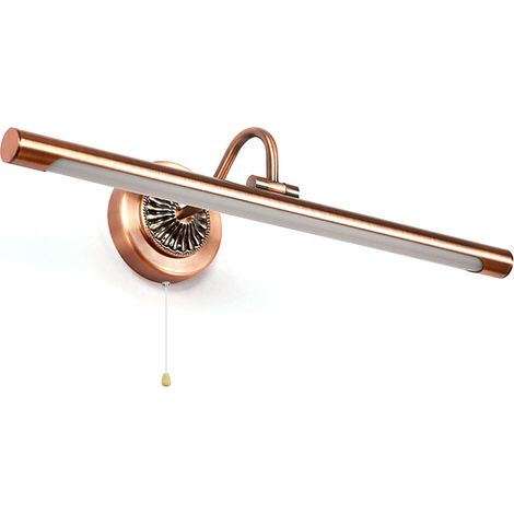 Espejo de maquillaje con iluminación LED, interruptor de cremallera, tres temperaturas de color ajustables, bronce antiguo, 45,5 cm, 8 vatios. (1/5)
