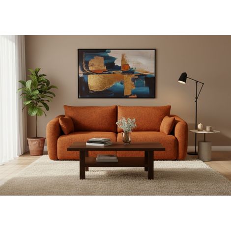 Sofa 3-Sitzer mit Schlaffunktion RUDEN in Stoff Bello Terracotta (1/5)