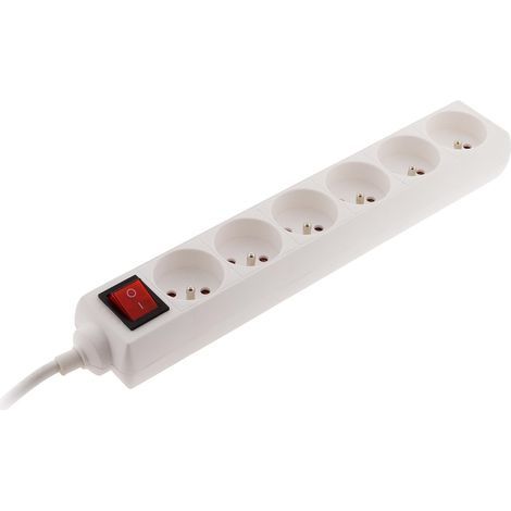Bloc 6 Prises 16A 2P+T avec Interrupteur 1.5M - Blanc (1/5)