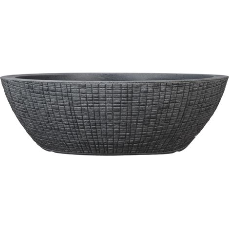 Scheurich Barceo Jardiniere 60, Pflanzschale/Blumentopf/Pflanzenschale, oval, aus Kunststoff Farbe: Stony Black, 58,5 cm Breite, 23,7 cm Tiefe, 19,5 cm hoch, 14,5 l Vol. (1/5)