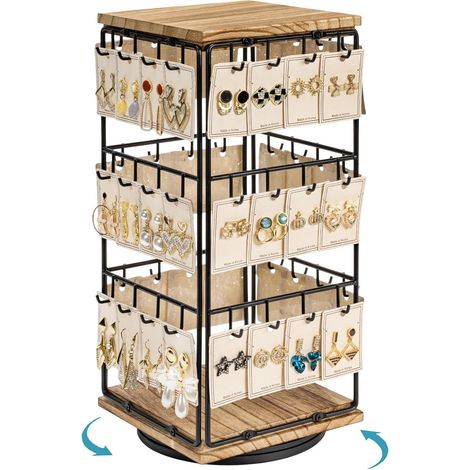 Drehbarer Ohrringhalter, Ohrringständer mit 48 Löchern, Schmuckhalter 18,5 x 18,5 x 40 cm, Schmuckaufbewahrung und Schmuckdisplay für Damen