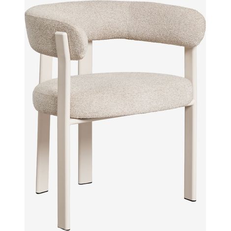 Sklum – Chaise de salle à manger avec accoudoirs – Revêtement polyester doux – Structure en fer – Dossier rembourré 22kg/m³ – Assise renforcée 25kg/m³