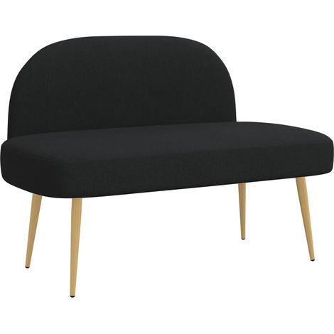 Banco tapizado con respaldo Negro 110 x 60 x 76 cm Poliéster vidaXL