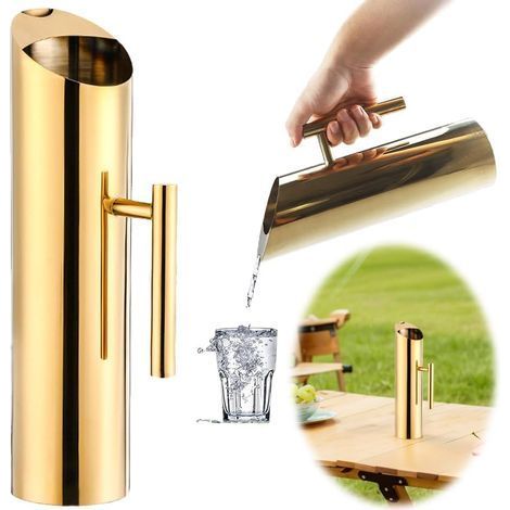 1 Carafe Eau Inox 2L Finition Miroir Poignée Ergonomique Pour Maison Restaurant Bar (1/5)