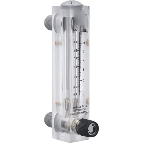 Débitmètre à eau transparent en acrylique, type montage panneau, réglable 0.3‑3 GPM pour mesure de débit liquide (1/5)