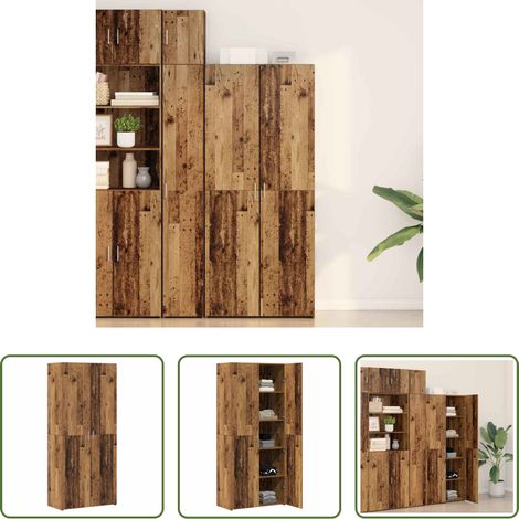vidaXL Meuble de salon - Haut Armoire 2 pcs Bois ancien 80 x 42 x 185 cm (1/5)