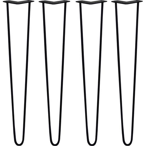 4 x 28" Hairpin Legs - 2 Prong - 10mm - Black