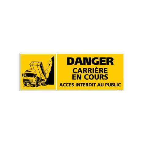 PANNEAU DANGER CARRIERE EN COURS (C0804) - Adhésif - 210 x 75 mm