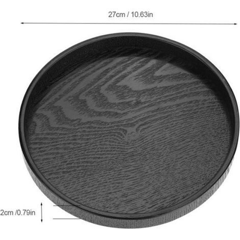 Plateau rond en bois massif, 27 cm, noir, style 1 (1/5)