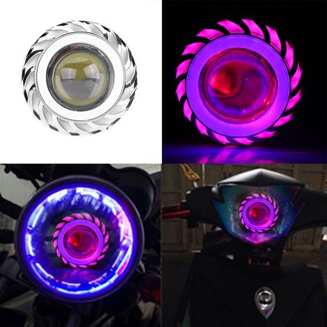 Phare de moto LED projecteur double œil d'ange/démon, lentille pour CyclOne, couleur bleu ou rose